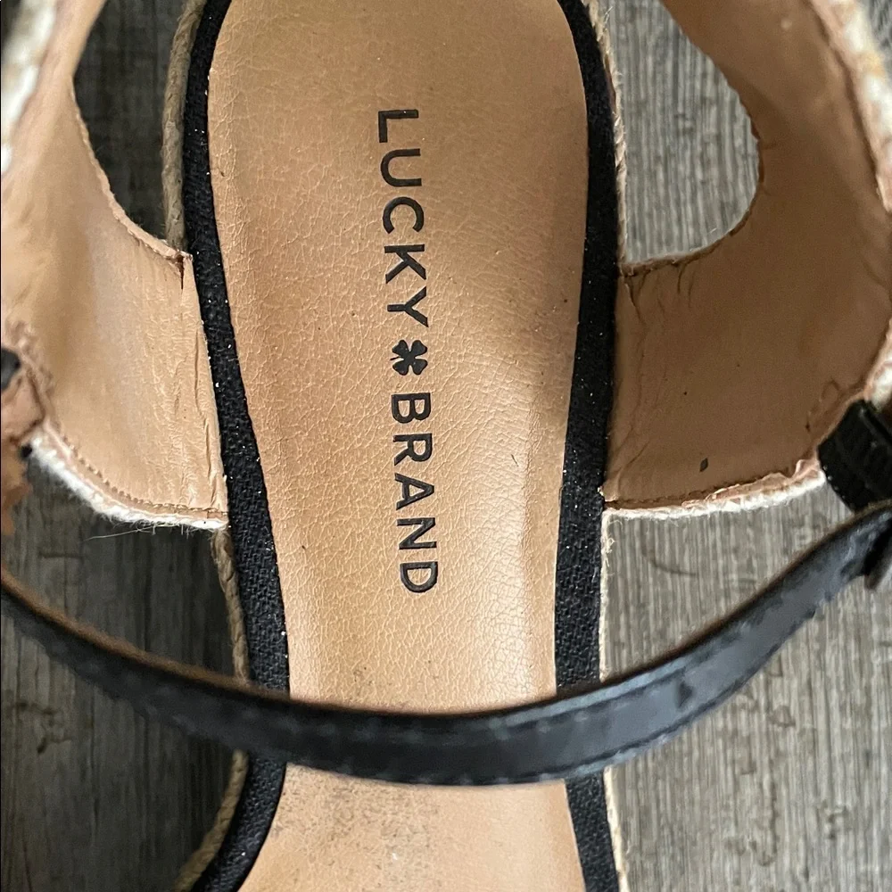 Lucky Brand Black wedge ankle espadrilles